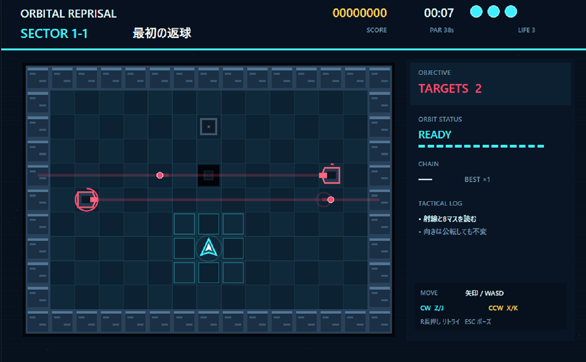 環撃軌道 ORBITAL REPRISAL β プレイ画面
